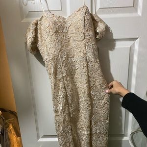 Size 4 Ivory midi lace dress.